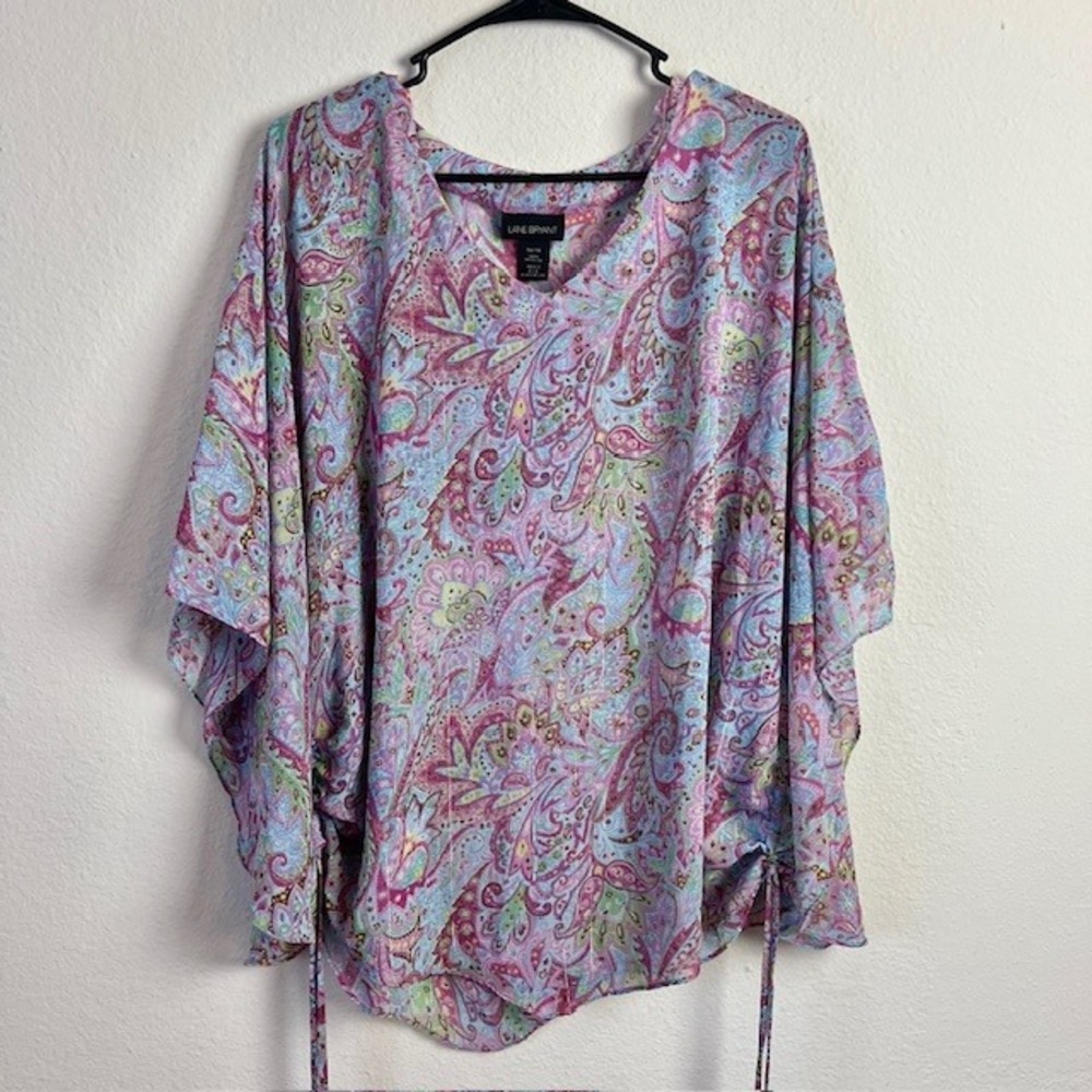 Lane Bryant Size 14/16‎ Paisley Print Blouse Sheer Chiffon Lightweight Dopamine